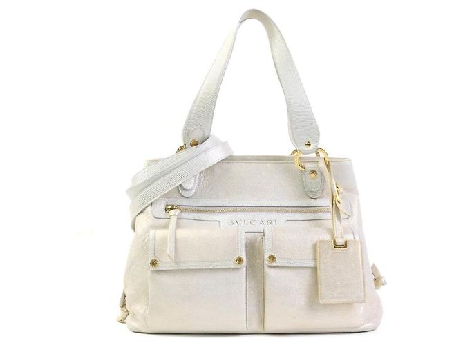 Bulgari BVLGARI Lederhandtasche Weiß