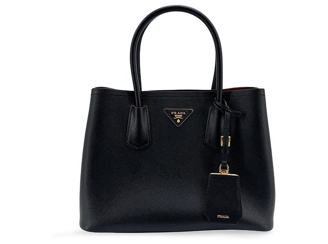 Prada Cuir Double Saffiano Leather Medium Schwarz