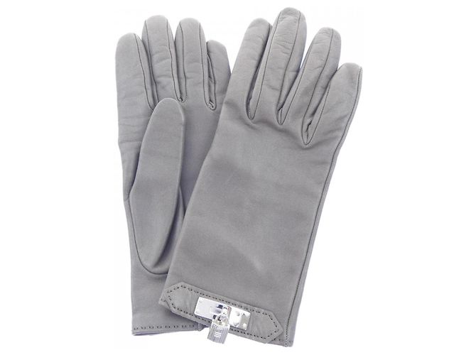 Hermès Hermes graue warme Handschuhe Braun