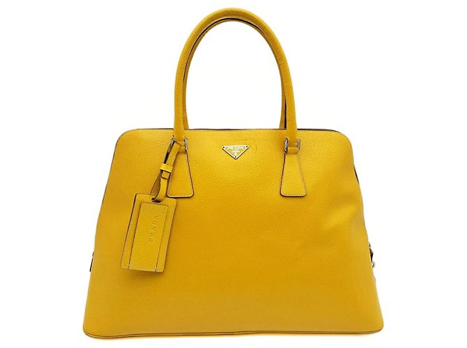 Bolso Tote Prada de piel amarilla Amarillo
