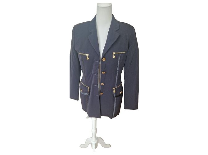 MCM Black Blazer with Gold Hardware