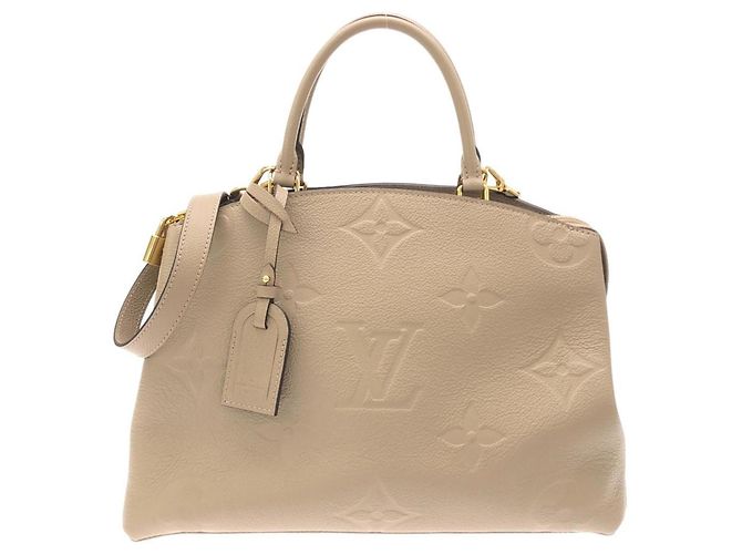 Bolsa Louis Vuitton Monogram Empreinte Grand Palais MM Bege Cinza