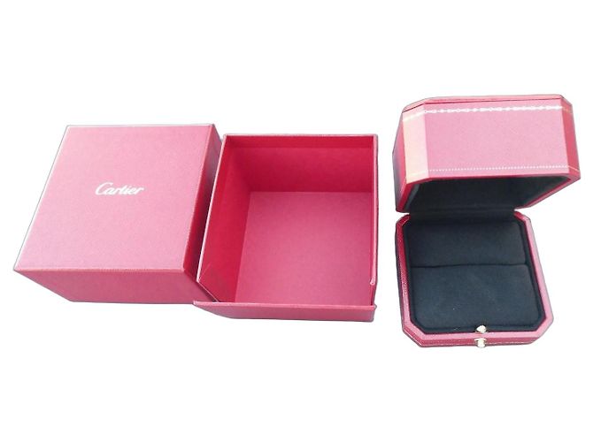 Cartier Red Leather Ring Box Gold hardware