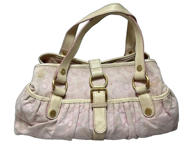 Céline Celine Arc de Triomphe Monogramm Handtasche - Rosa Canvas Pink Beige