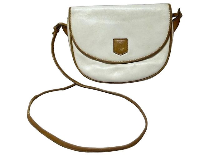 Céline Triomphe Borsa a tracolla in pelle bianca Marrone Bianco