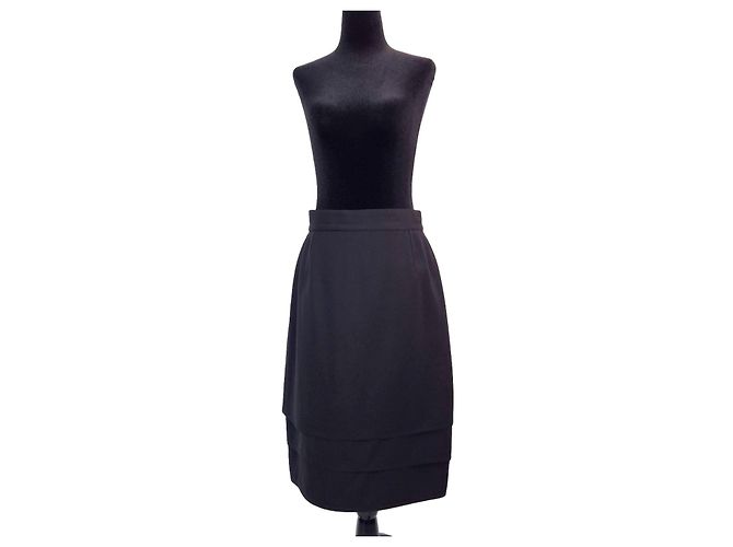 Gonna Gianni Versace anni 80 a pieghe sovrapposte - Nera Nero