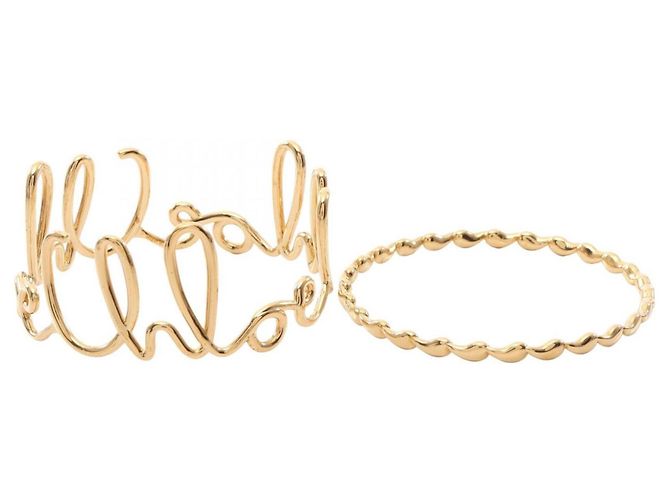 Set de 2 brazaletes Chloé Iconic chapados en oro Dorado