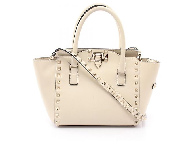 Sac à main 2-Way Valentino Rockstud Écru