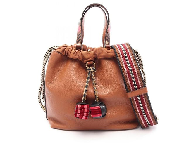 Bolsa de mão em couro 2-Way Etro Marrom