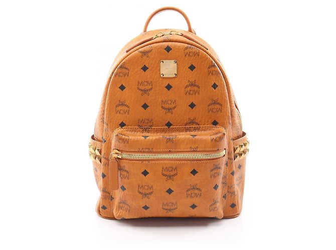 Mochila MCM Visetos em couro marrom