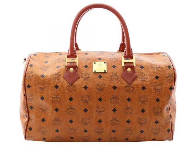 Bolsa Boston/Bolsa de mão MCM Visetos Brown Marrom