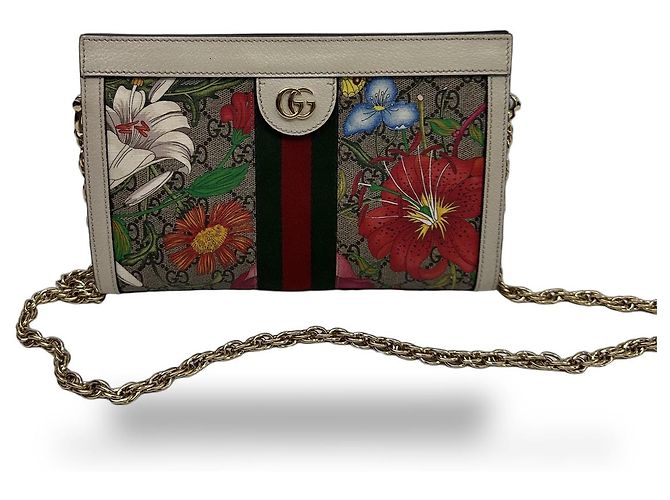 Gucci Ophidia Chain Flora GG Coated Canvas Small Multicolore