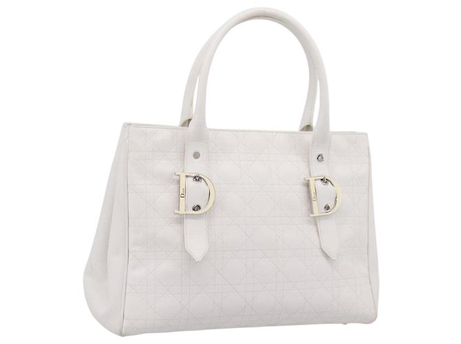Borsa Christian Dior Canage in pelle bianca e argento Auth mr2872V Bianco