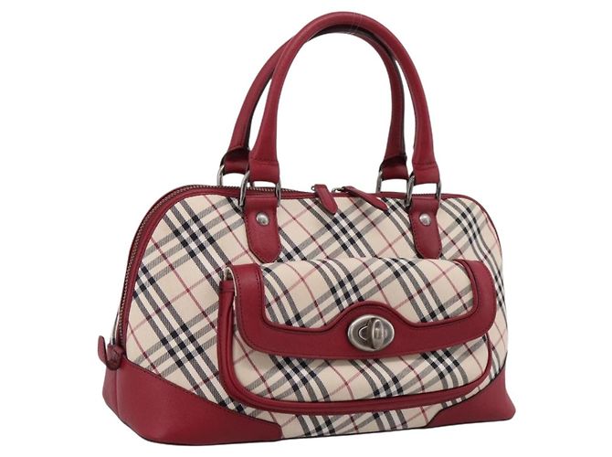 Borsa a mano BURBERRY Nova Check Canvas Beige Silver Auth 203239A Argento