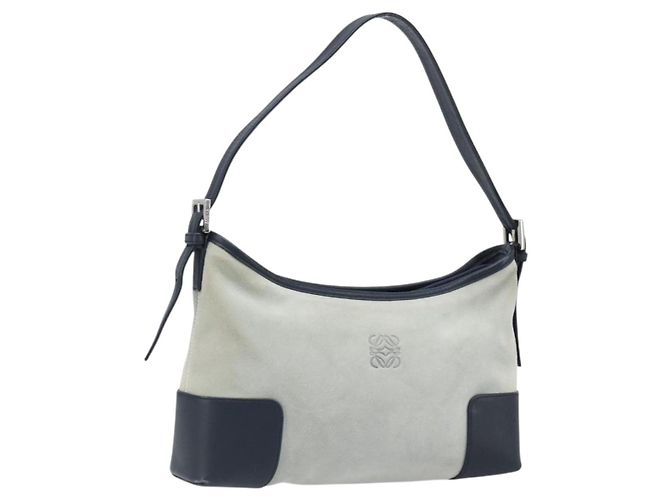 Borsa a tracolla LOEWE Suede Light Blue Silver Auth 202960A Argento Blu chiaro