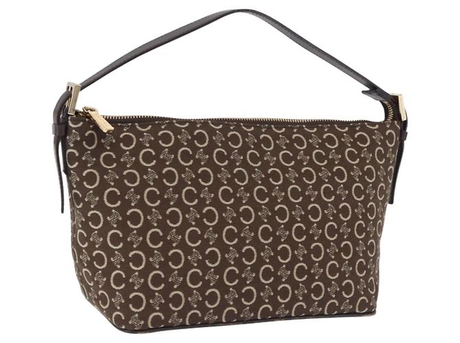 Céline Bolsa de Ombro CELINE C Macadam Canvas Marrom Dourado Auth 203001