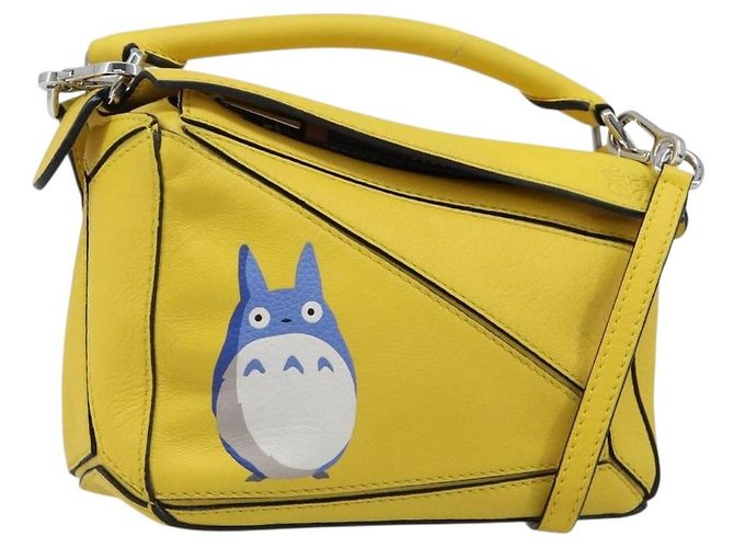 LOEWE x Studio Ghibli My Neighbor Totoro M Totoro Puzzle Bag Mini Auth 167566SM Silvery Yellow