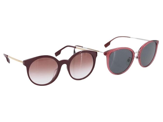 Gafas de sol BURBERRY Plástico Set de 2 Rojo Plata Oro Auth BA15437 Roja Dorado