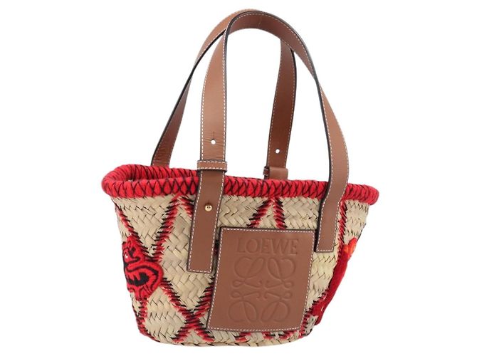 Sac Panier LOEWE en Raphia Collaboration William D. Morgan Beige Auth BA15634SAM Doré