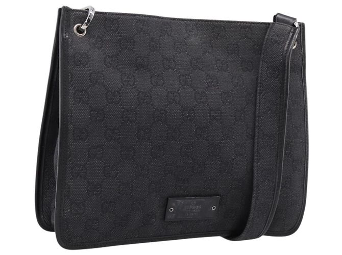 Borsa a tracolla GUCCI GG Canvas Nera 91762 Auth mr2911 Nero