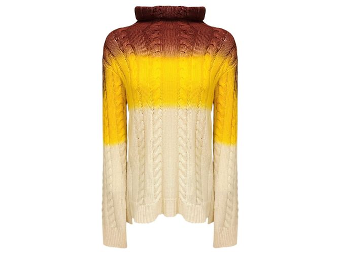 Autre Marque Sies Marjan Ivory / Yellow Multi Maren Printed Cable Turtleneck Sweater Mehrfarben
