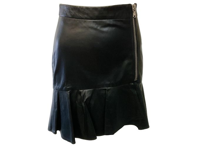Veronica Beard Black Leather Kaye Mini Skirt