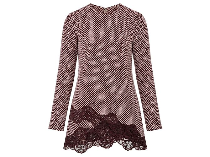 Stella Mc Cartney Stella McCartney Mini-Kleid aus Seide und Spitze Frühjahr 2012 Weiß Bordeaux