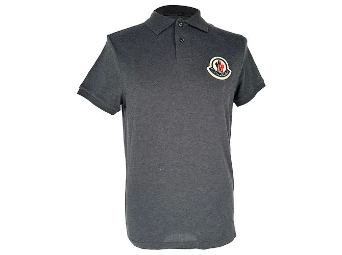Polo Moncler Maglia com patch de logo em algodão cinza