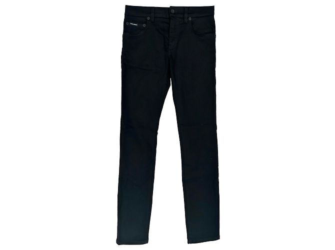 Jeans Slim-Fit in cotone nero con patch logo Dolce & Gabbana