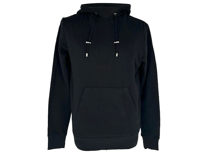 Balmain Hoodie mit besticktem Logo aus schwarzer Baumwolle