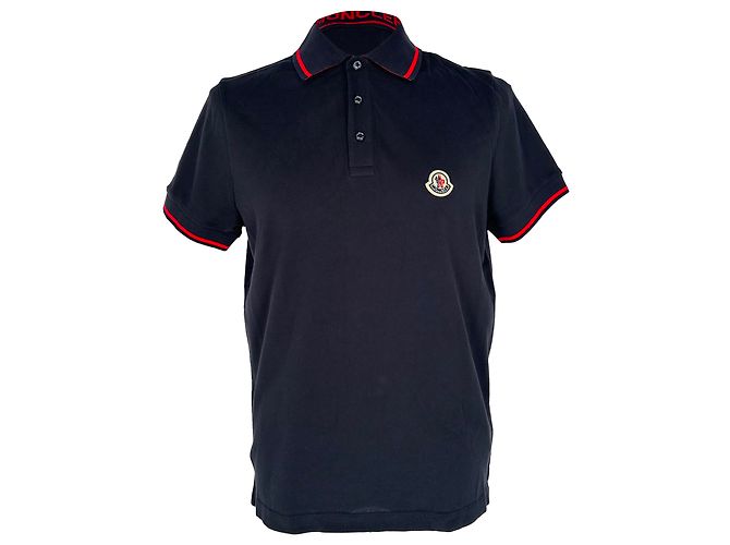 Polo Moncler con parche de logo en algodón azul marino