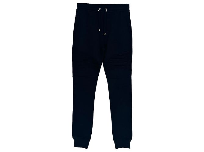 Balmain Jogginghose aus schwarzer Baumwolle mit besticktem Logo