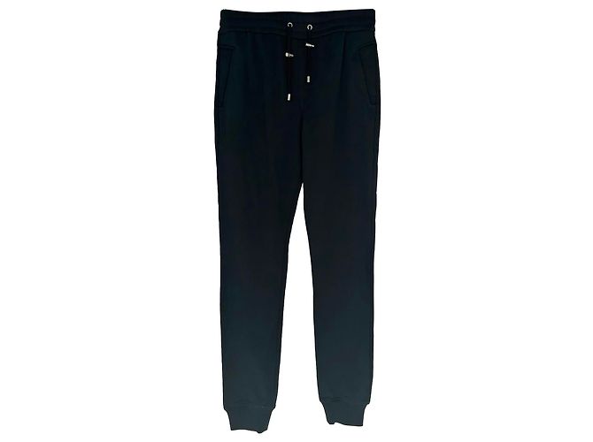 Balmain Jogginghose mit Foil Tape Logo aus schwarzer Baumwolle