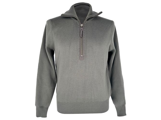 Tom Ford Strickpullover mit halbem Reißverschluss aus grauer Wolle