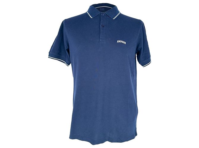 Polo Ami Paris con logo ricamato in cotone blu navy
