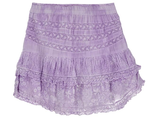Loveshackfancy Adelia Tiered Mini Skirt in Purple Cotton