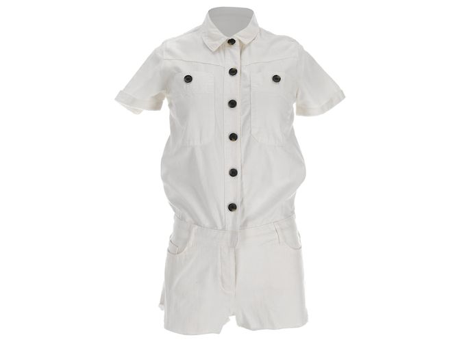 Ba&Sh Dundee Button-Down Jumpsuit aus weißer Baumwolle Roh