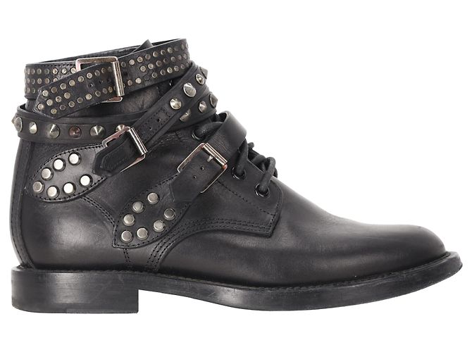 Autre Marque Stivaletti Ranger con borchie Saint Laurent in pelle nera Nero
