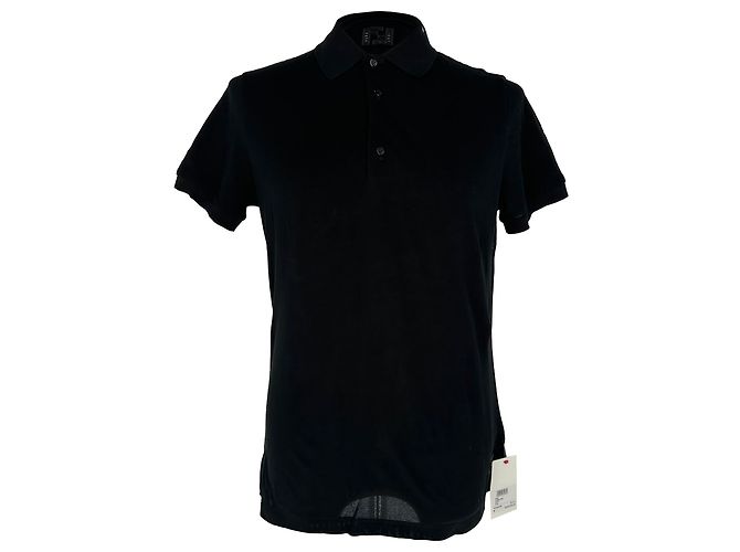 Fendi Polohemd aus schwarzer Baumwolle mit besticktem Logo
