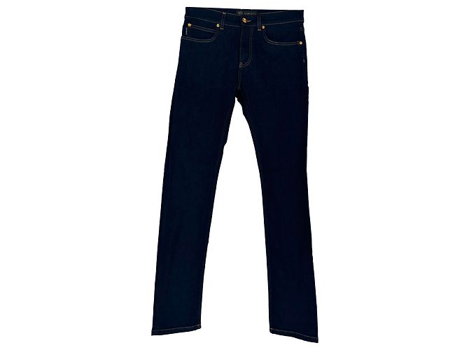 Jeans Versace Taylor-Fit con patch in cotone blu navy