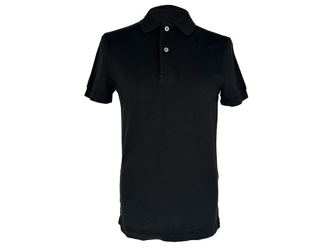 Tom Ford Kurzarm-Poloshirt aus schwarzer Baumwolle