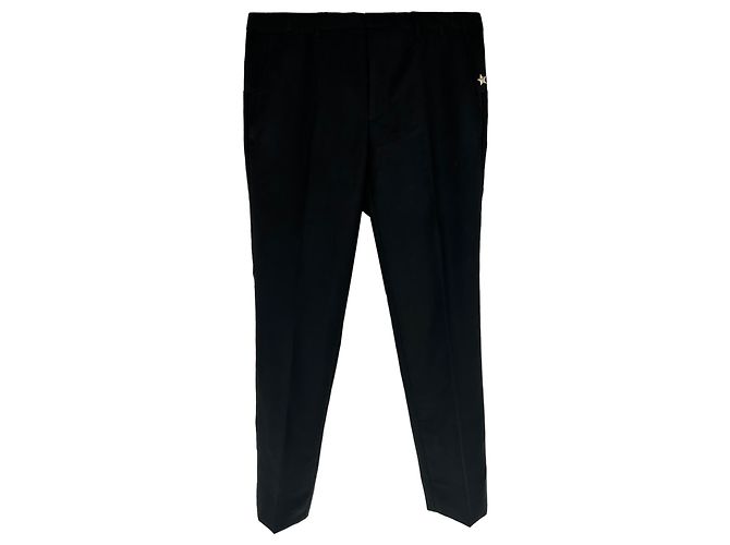 Givenchy Star Straight-Leg Trousers in Black Wool