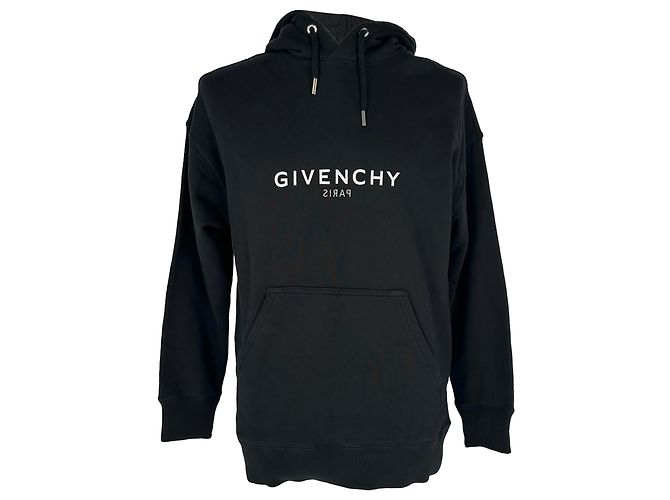 Givenchy Reverse Logo Hoodie aus schwarzer Baumwolle