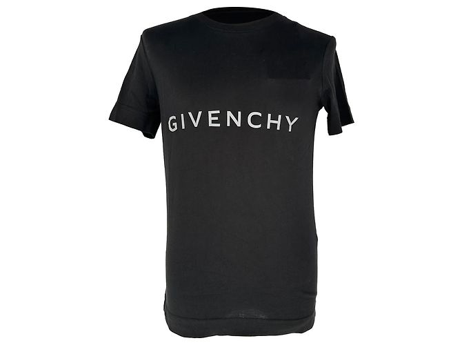 Givenchy T-Shirt mit reflektierendem Logo aus schwarzer Baumwolle