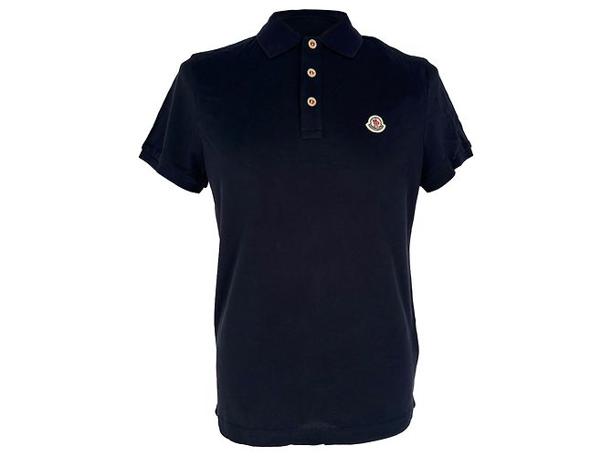 Moncler Logo-Patched Polo Shirt in Navy Blue Cotton