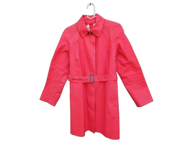 Burberry Impermeable Mackintosh Rojo Forro Floral Roja