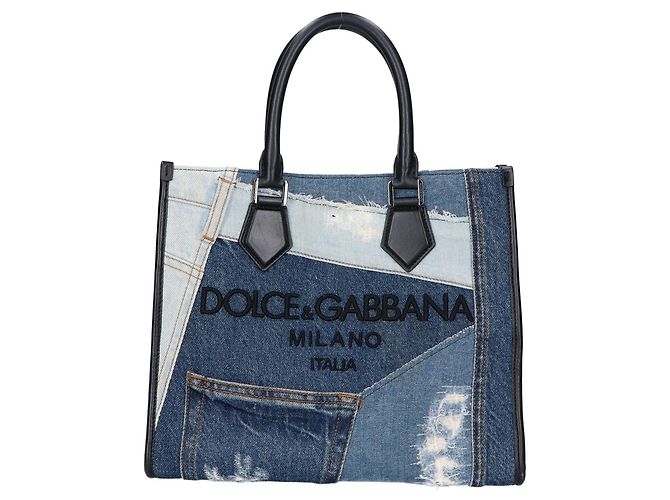 Bolso Tote de patchwork de denim Dolce & Gabbana Negro Azul