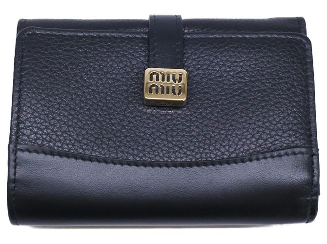 Miu Miu Leather Tri-fold Wallet Black