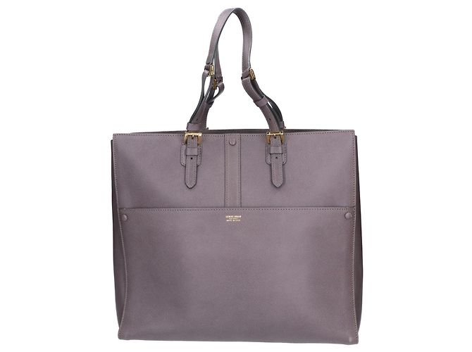 Sac cabas en cuir gris Giorgio Armani Marron