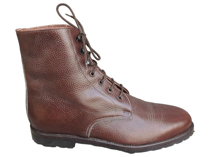 Autre Marque James Armstrong Brown Grained Leather Lace-up Ankle Boots